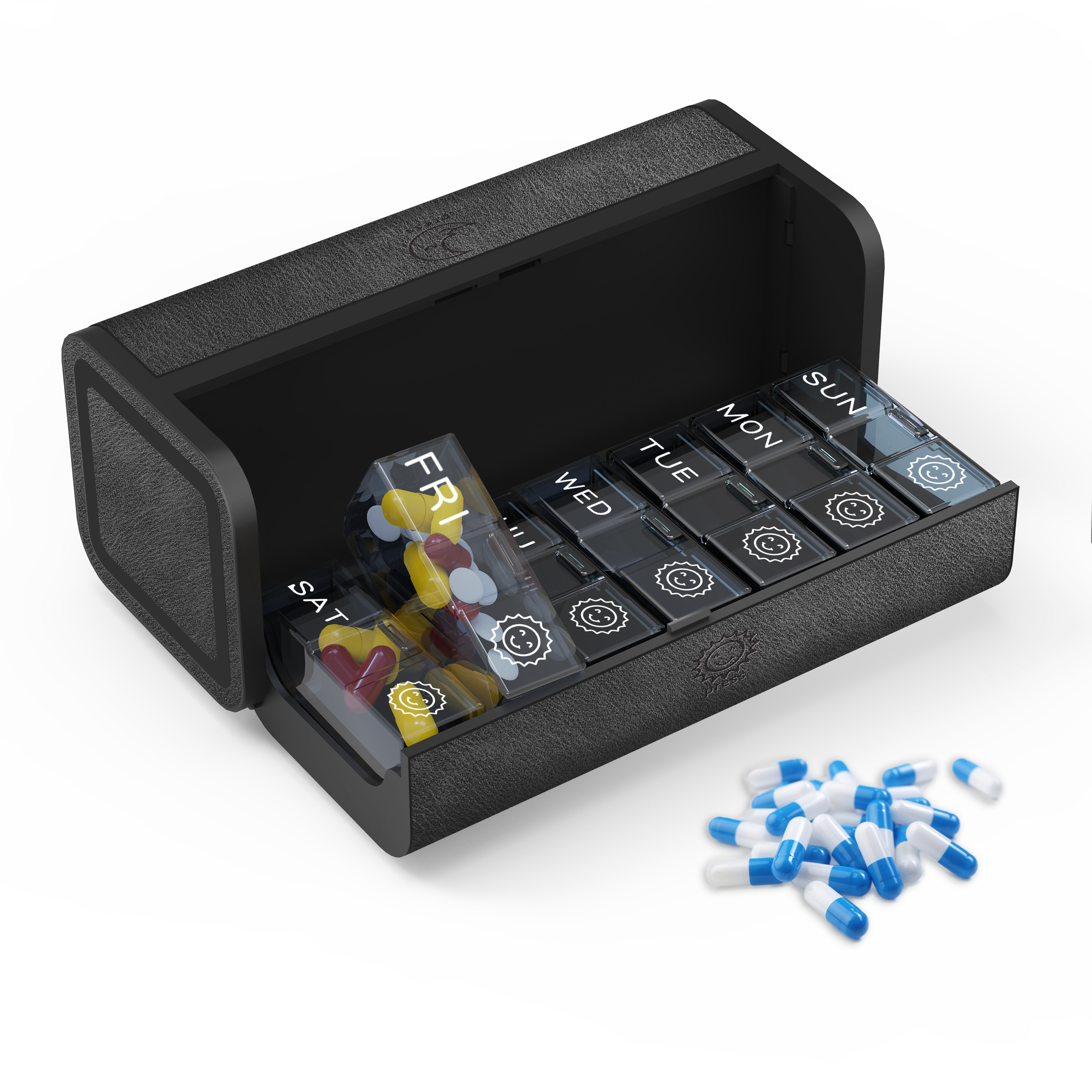 7 Day 2 Time Weekly Pill Organizer(Black)