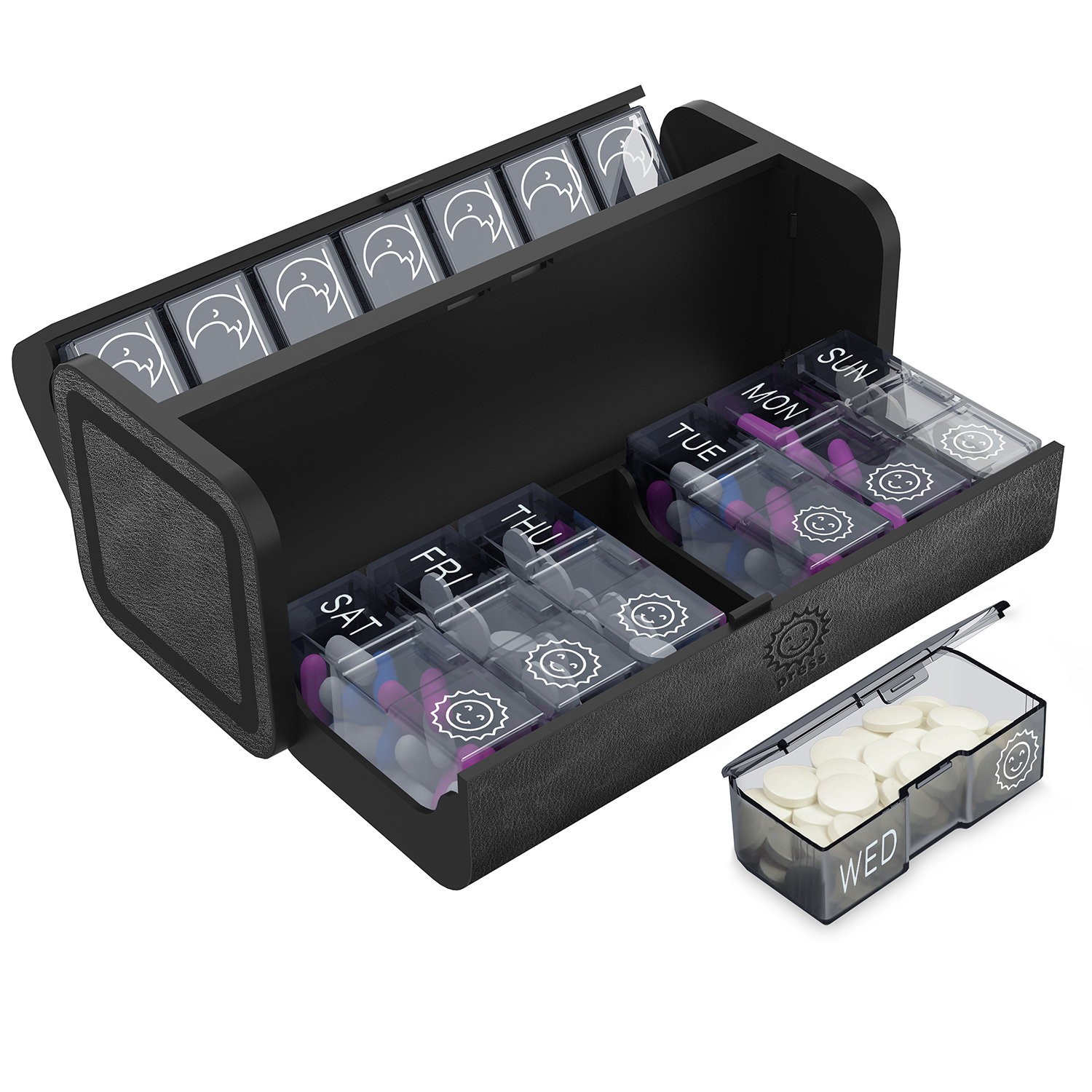 7 Day 2 Time Weekly Pill Organizer(Black) - Image 9