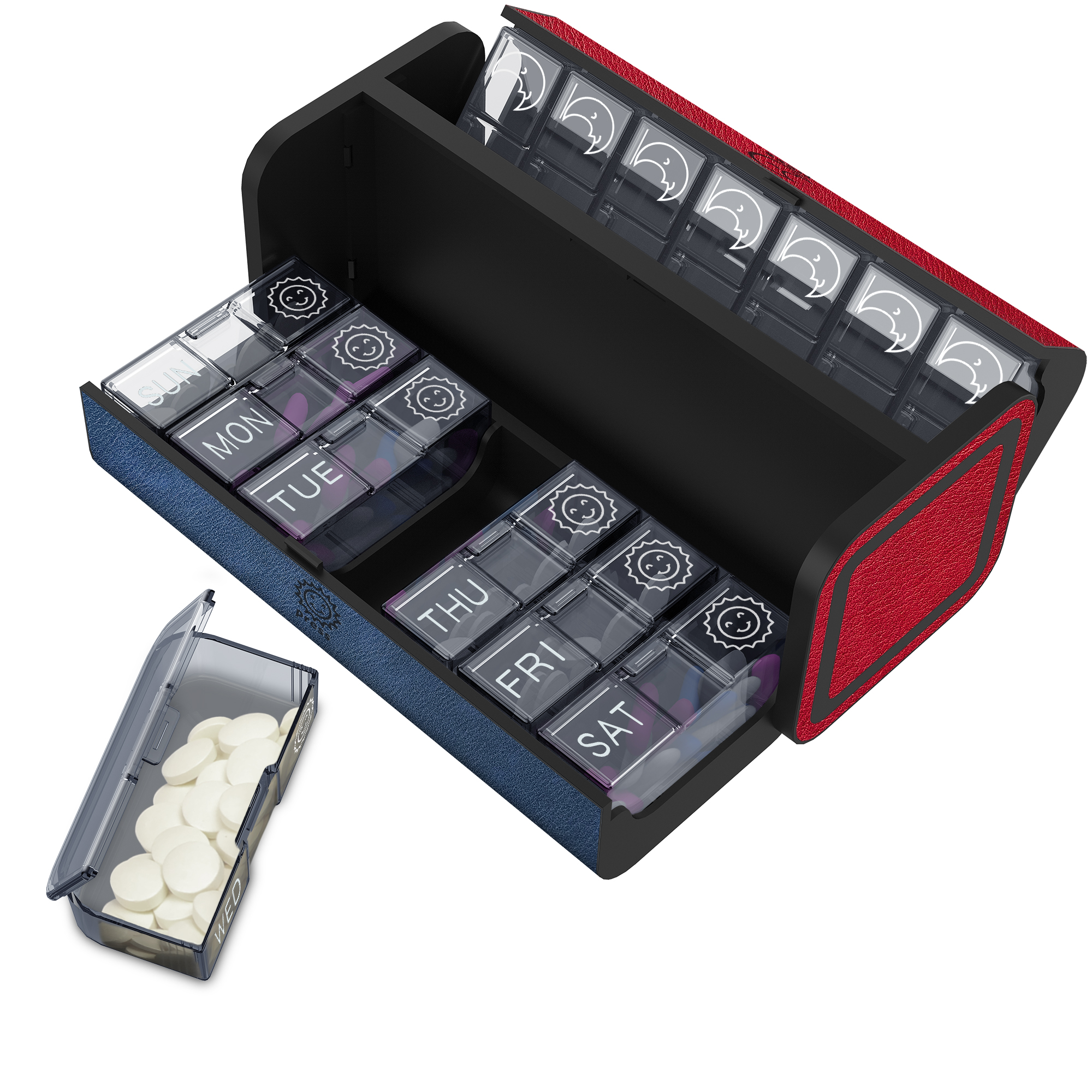 7 Day 2 Time Weekly Pill Organizer(Red and Blue) - Image 8