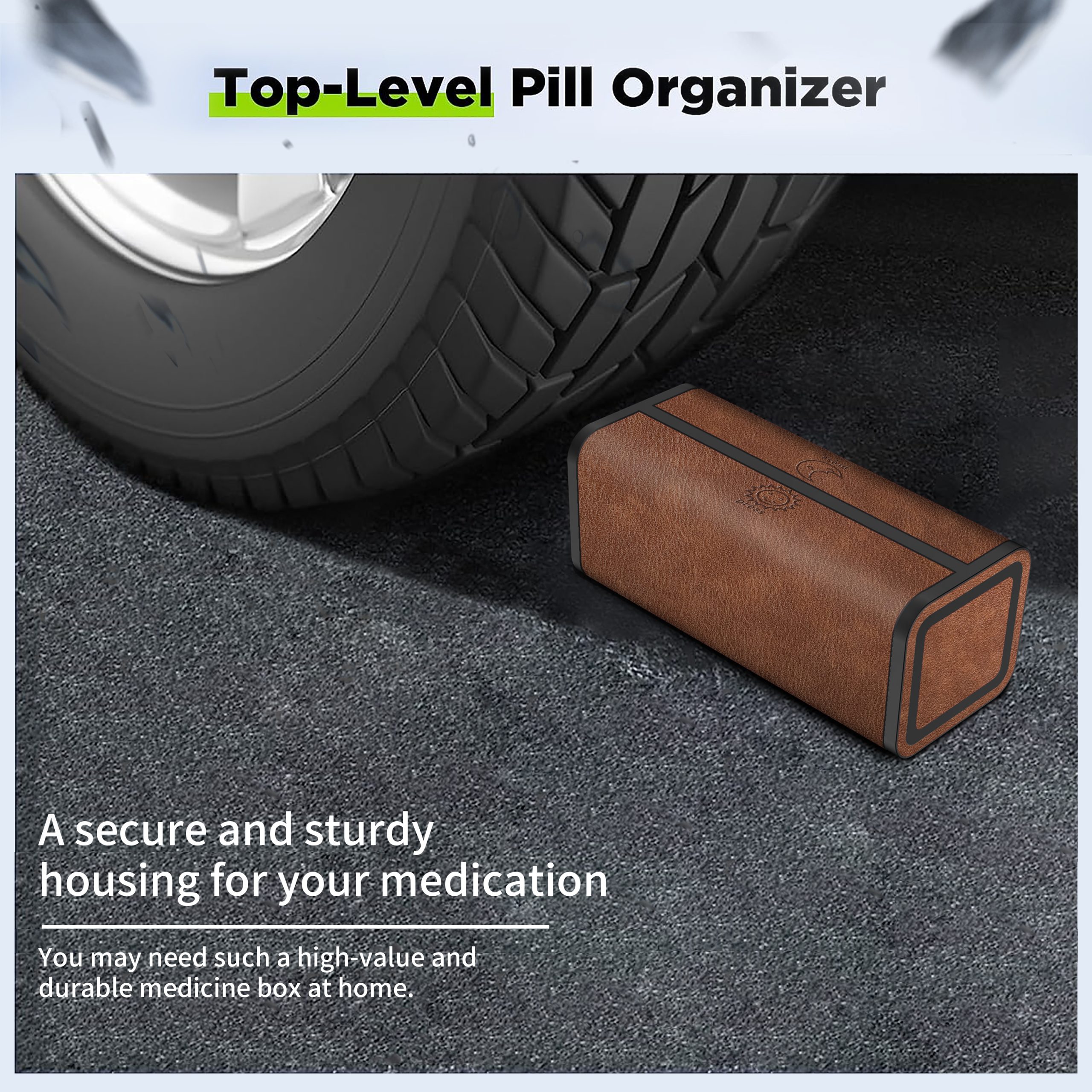 7 Day 2 Time Weekly Pill Organizer(Brown) - Image 8