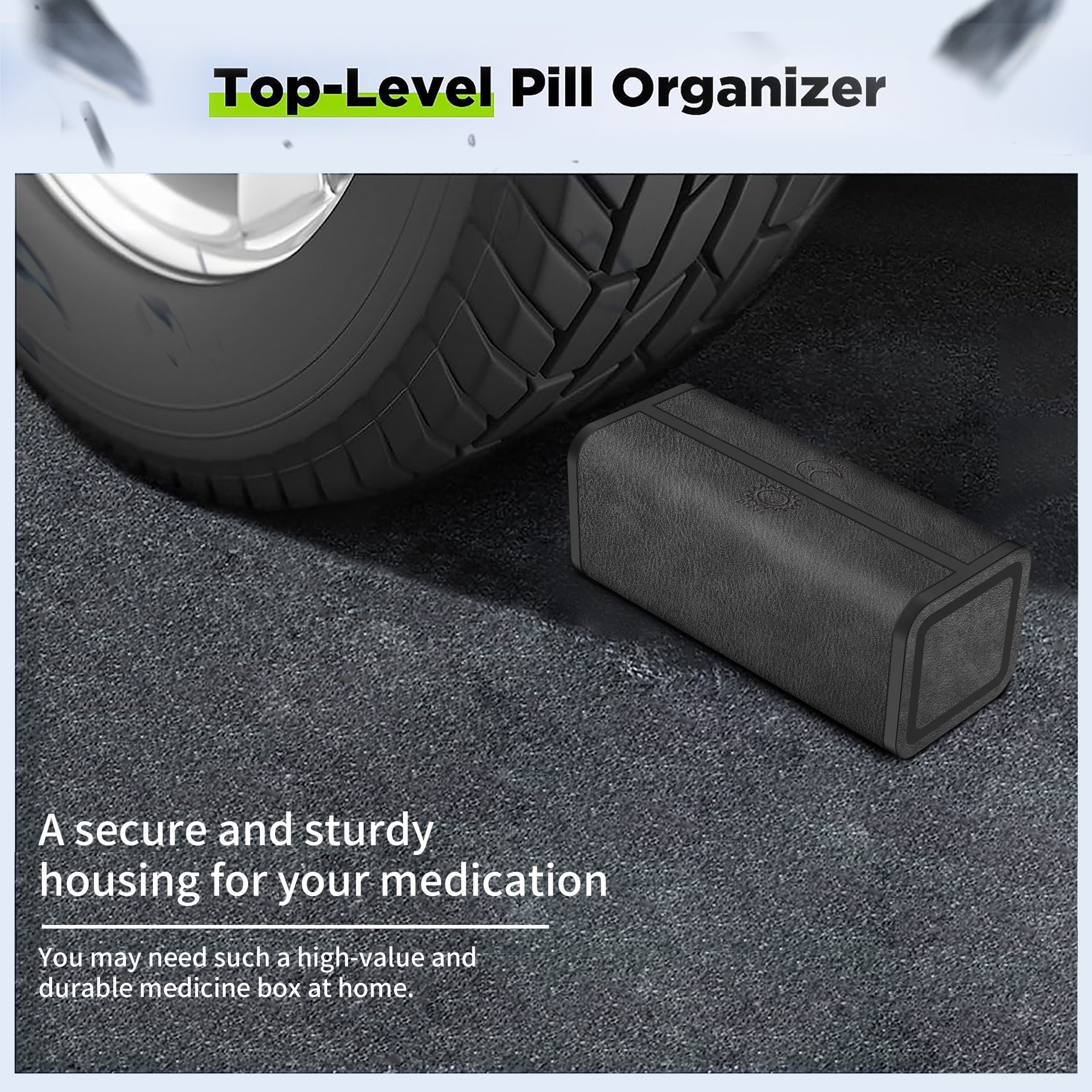 7 Day 2 Time Weekly Pill Organizer(Black) - Image 7