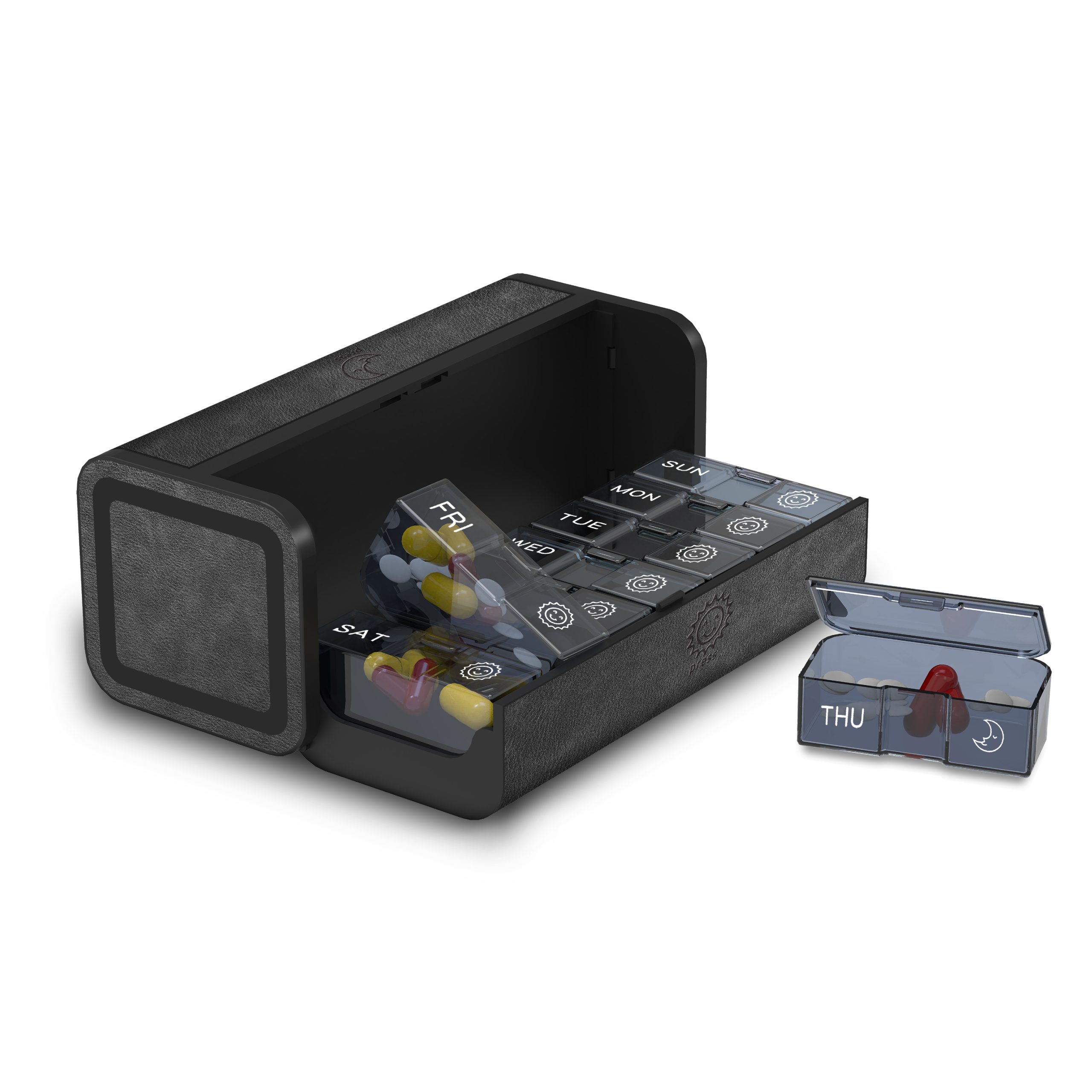 7 Day 2 Time Weekly Pill Organizer(Black) - Image 2