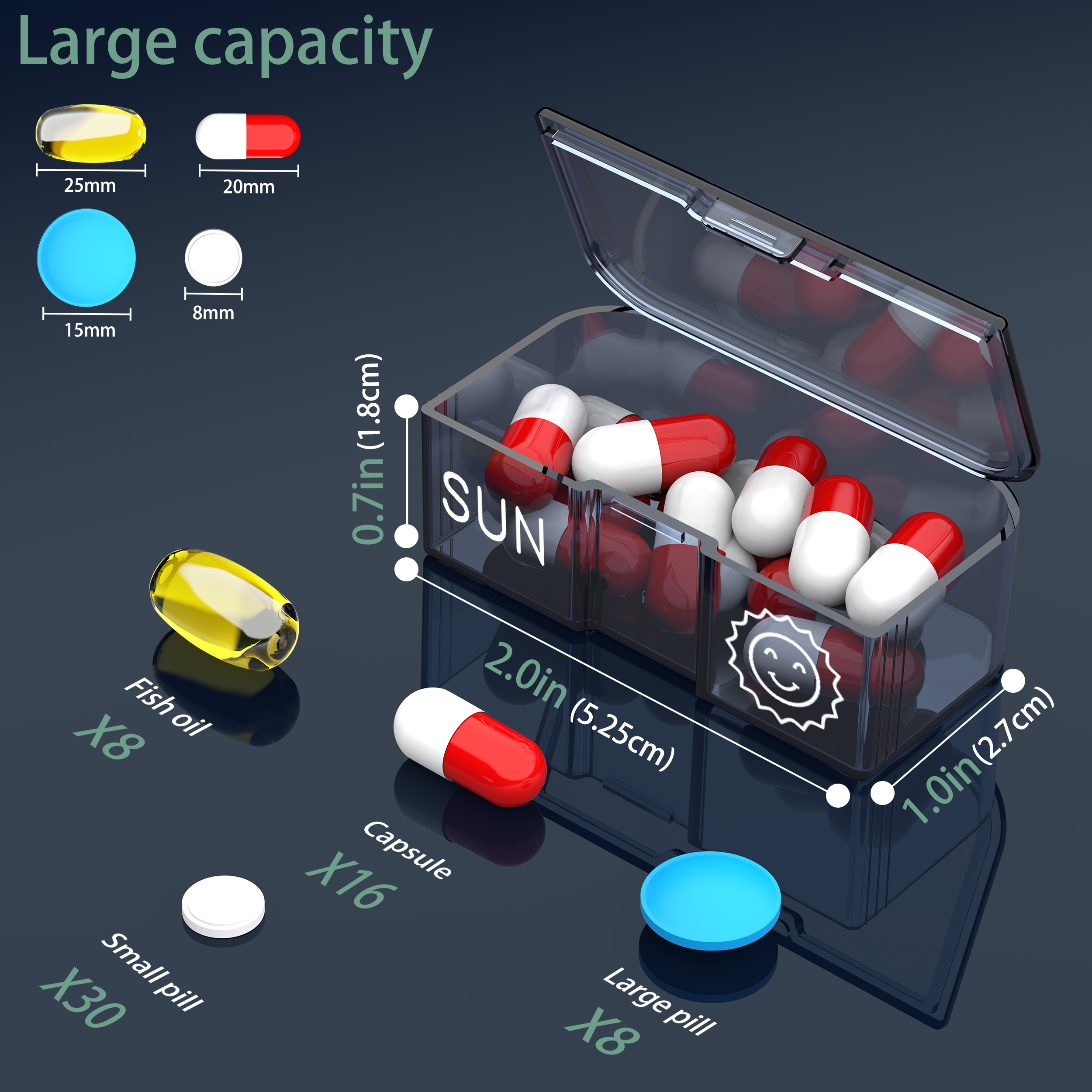 7 Day 2 Time Weekly Pill Organizer(Black and Brown) - Image 4