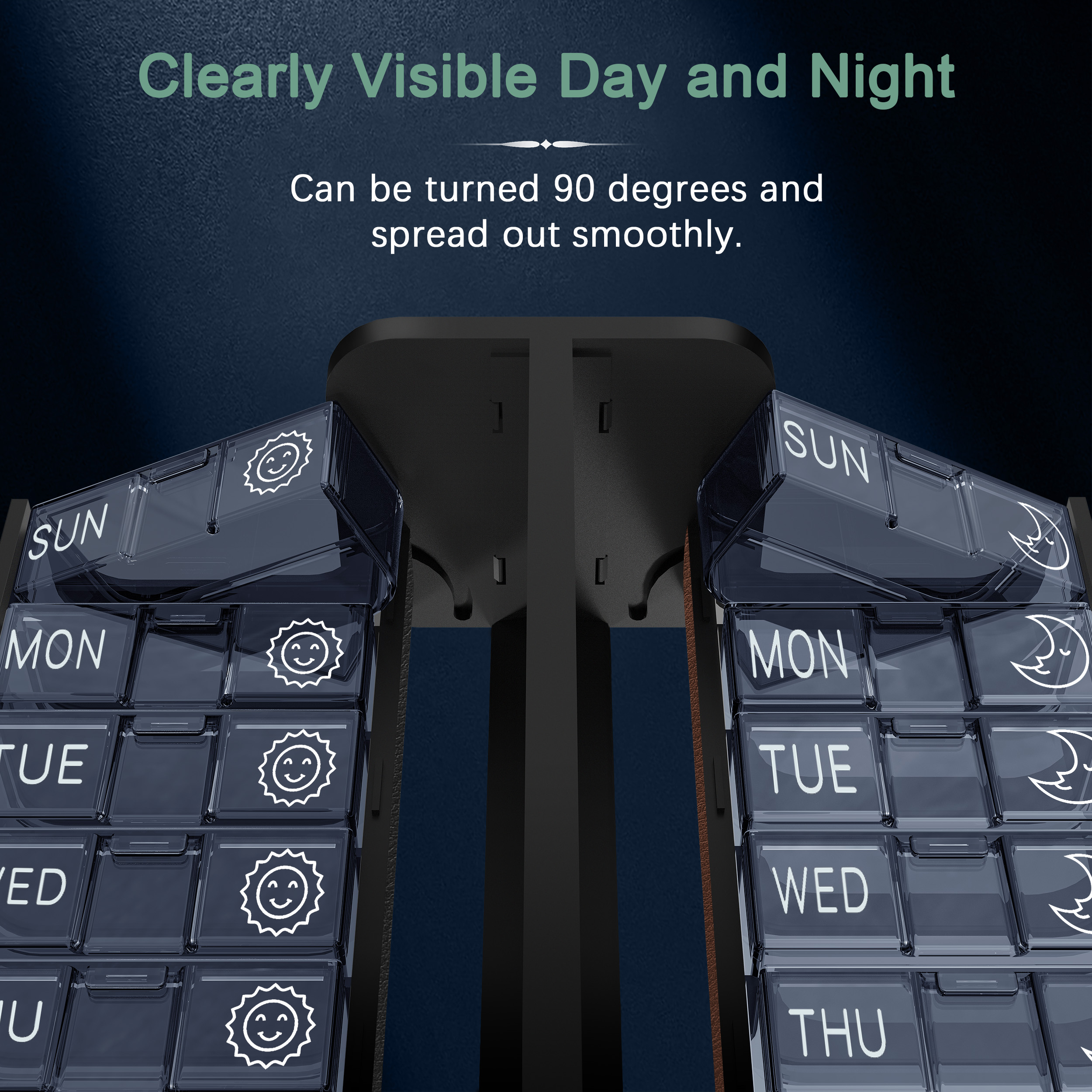 7 Day 2 Time Weekly Pill Organizer(Black and Brown) - Image 5