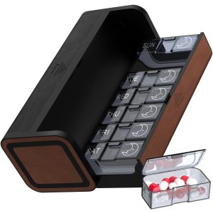7 Day 2 Time Weekly Pill Organizer(Black and Brown)