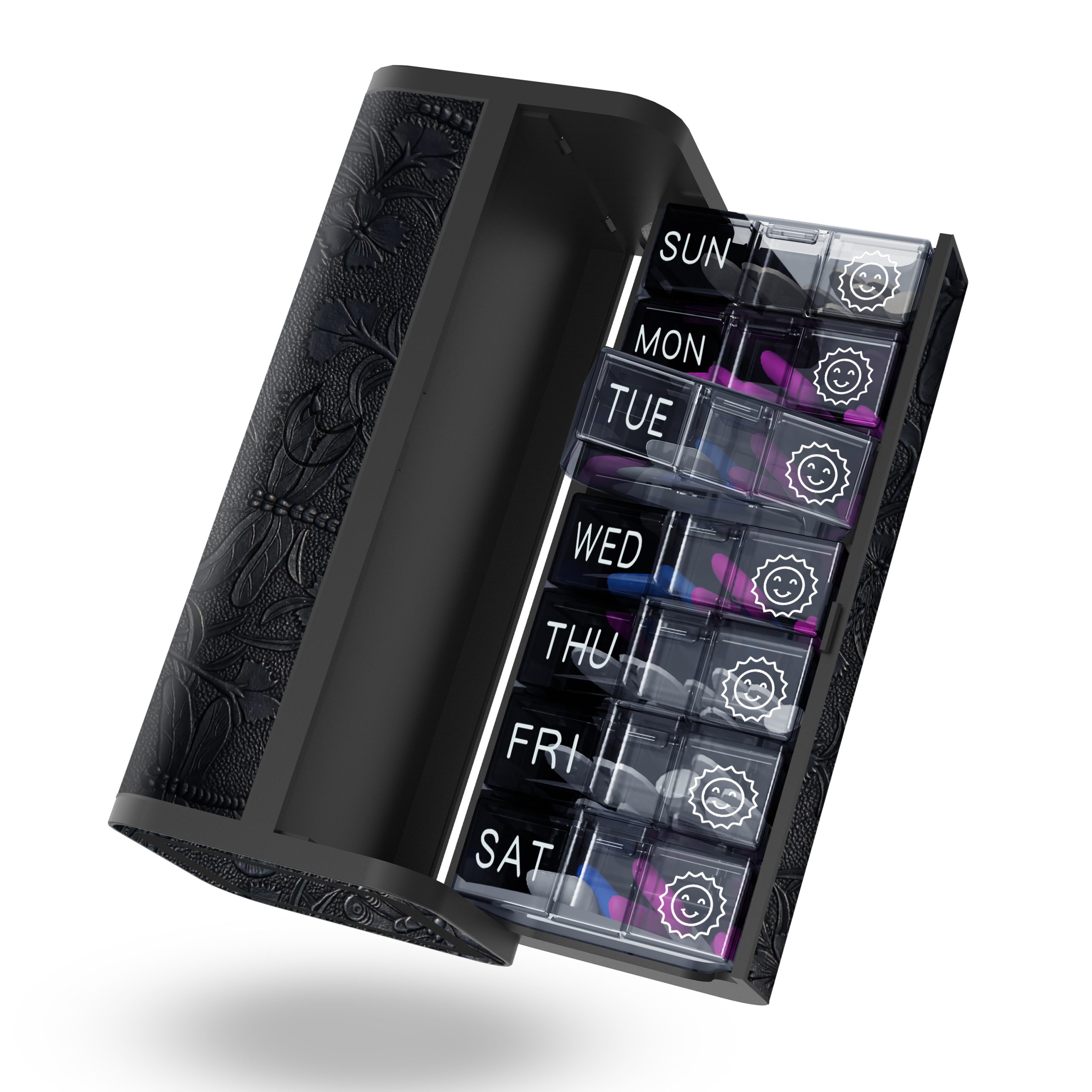 7 Day 2 Time Weekly Pill Organizer(Black)