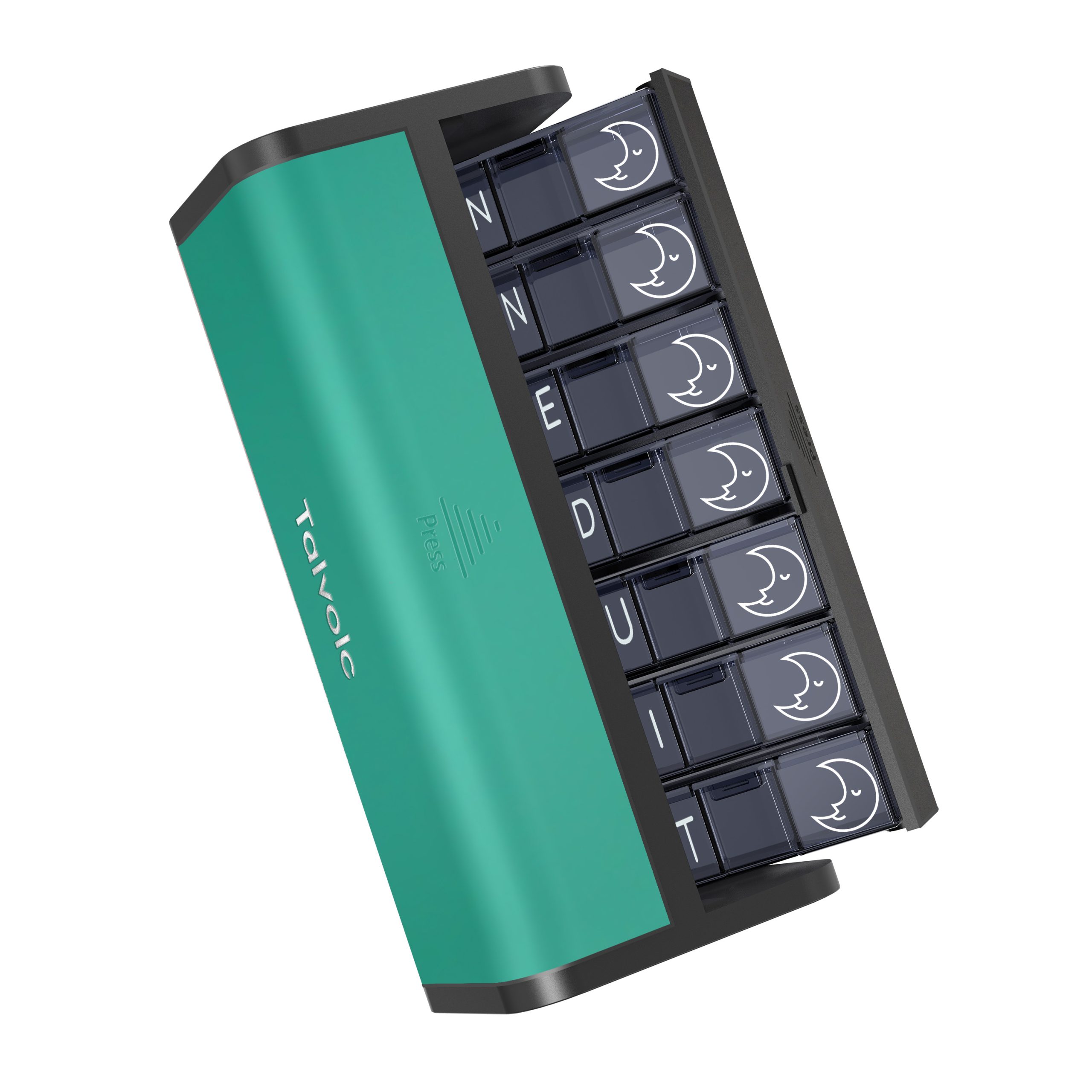 7 Day 2 Time Weekly Pill Organizer(Black and Cyan)