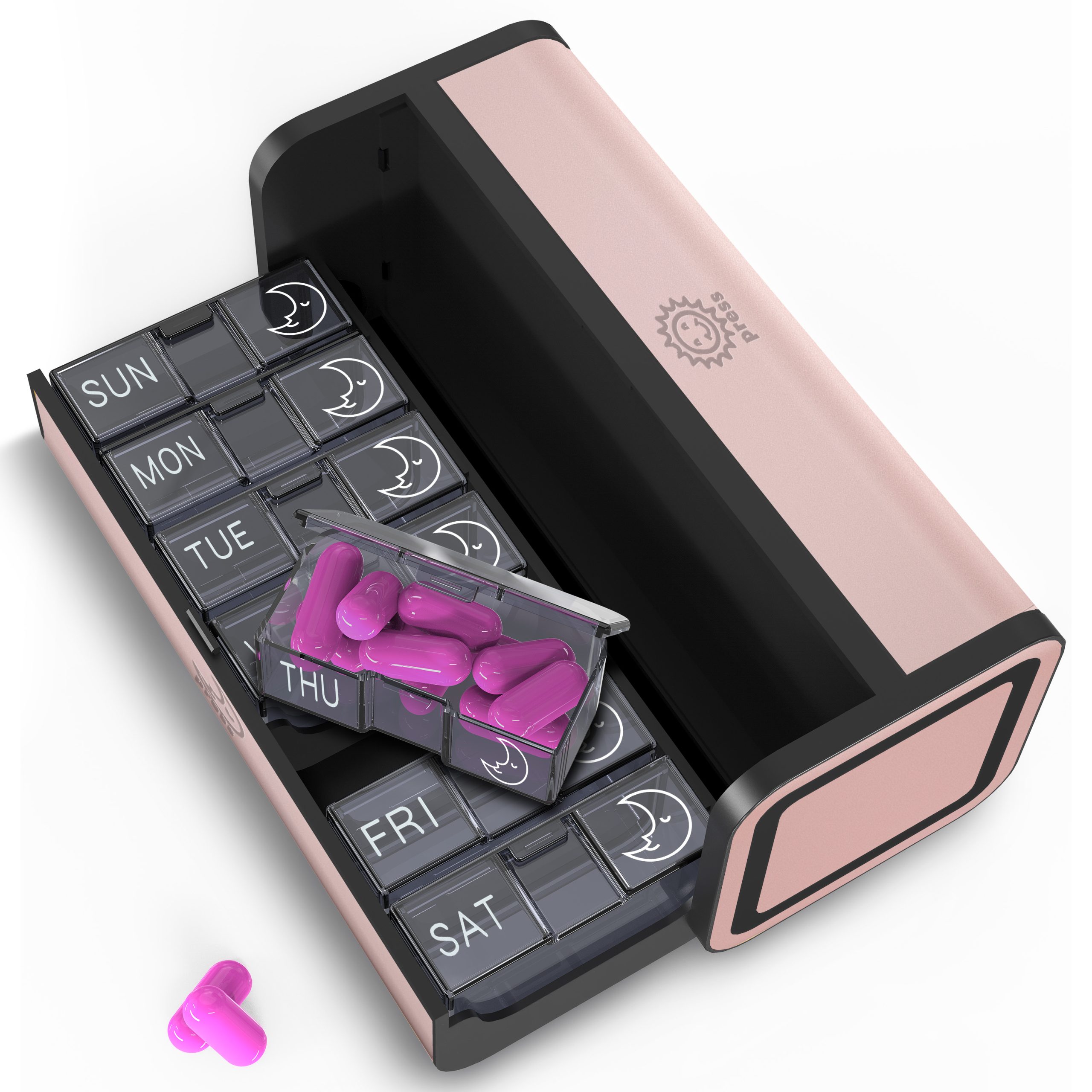 7 Day 2 Time Weekly Pill Organizer(Pink) - Image 2