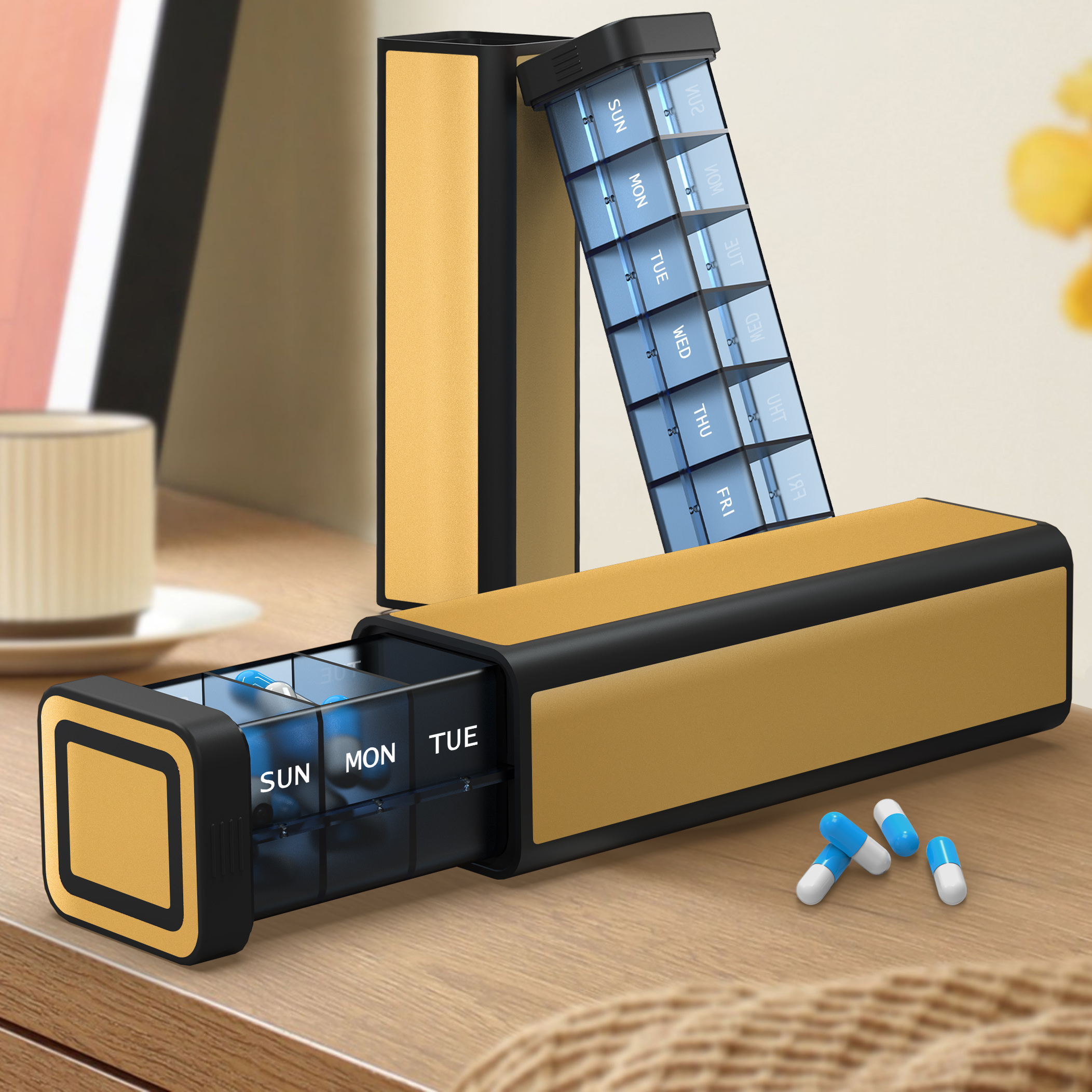 7 Day 1 Time Pill Organizer (Golden) - Image 8