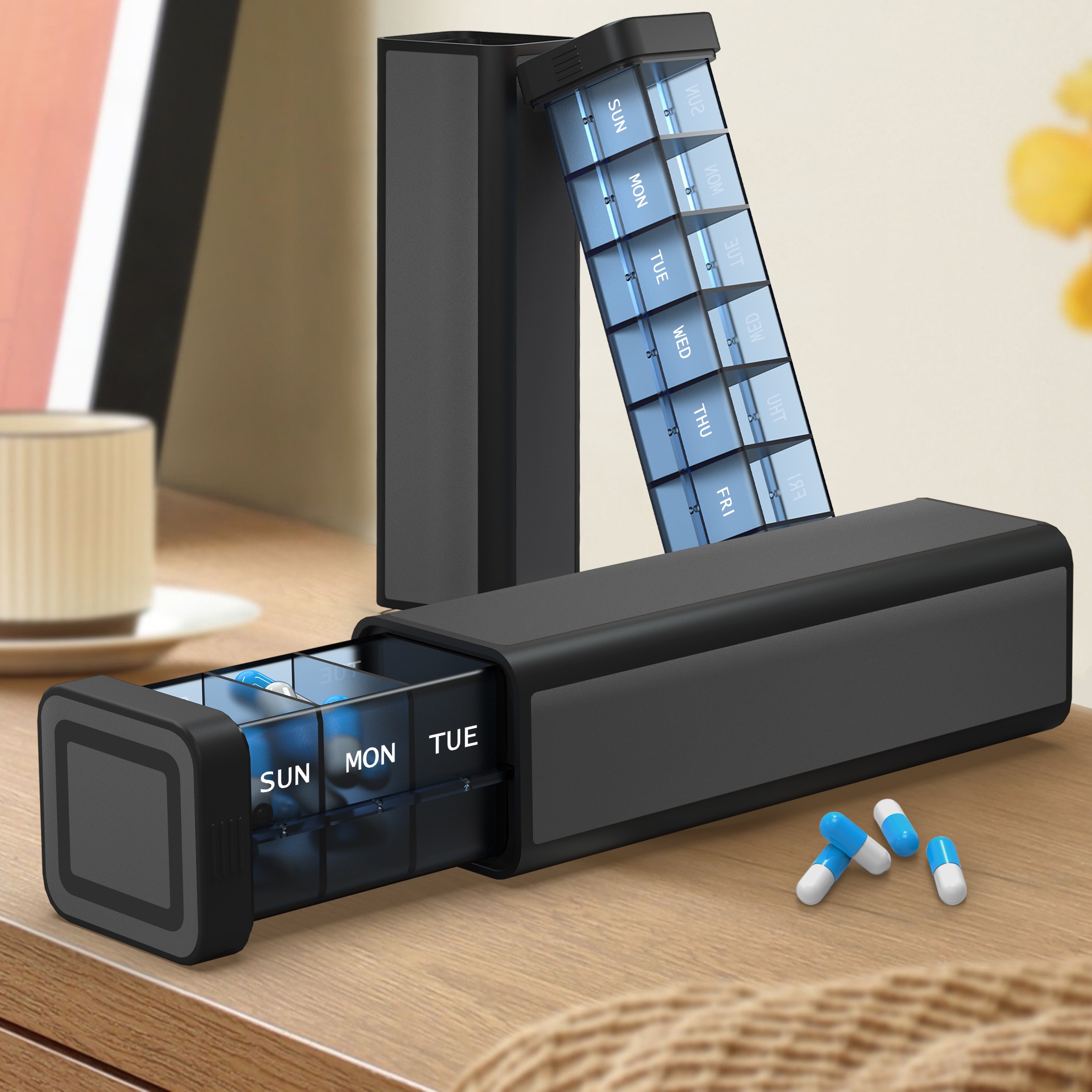 7 Day 1 Time Pill Organizer (Black) - Image 7