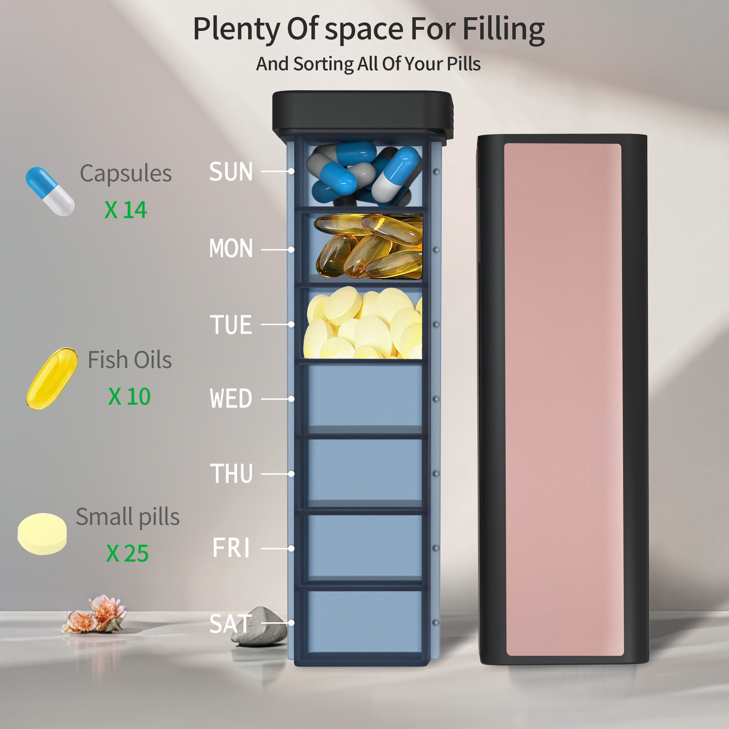 7 Day 1 Time Pill Organizer (Pink) - Image 4