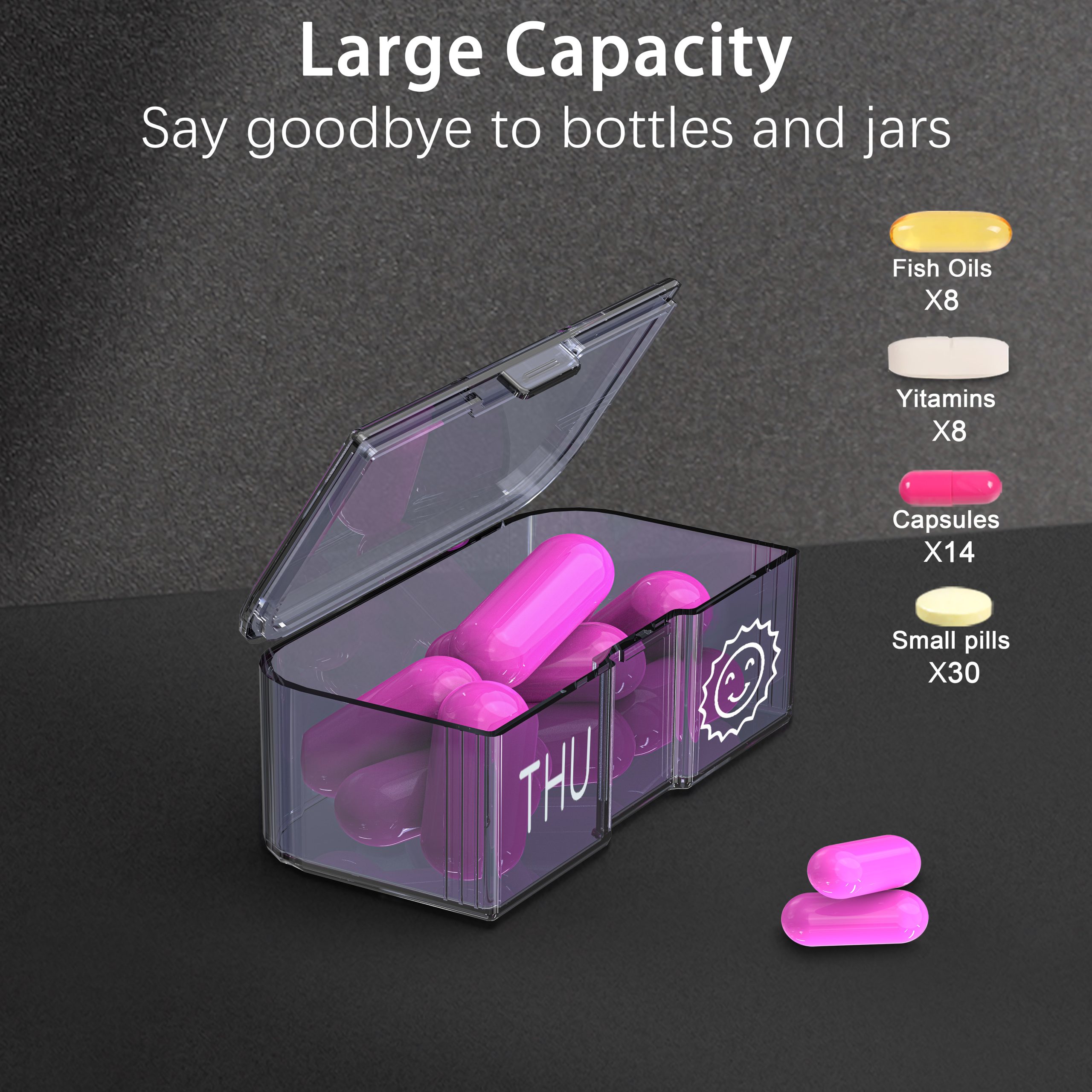 7 Day 2 Time Weekly Pill Organizer(Flesh Color) - Image 8
