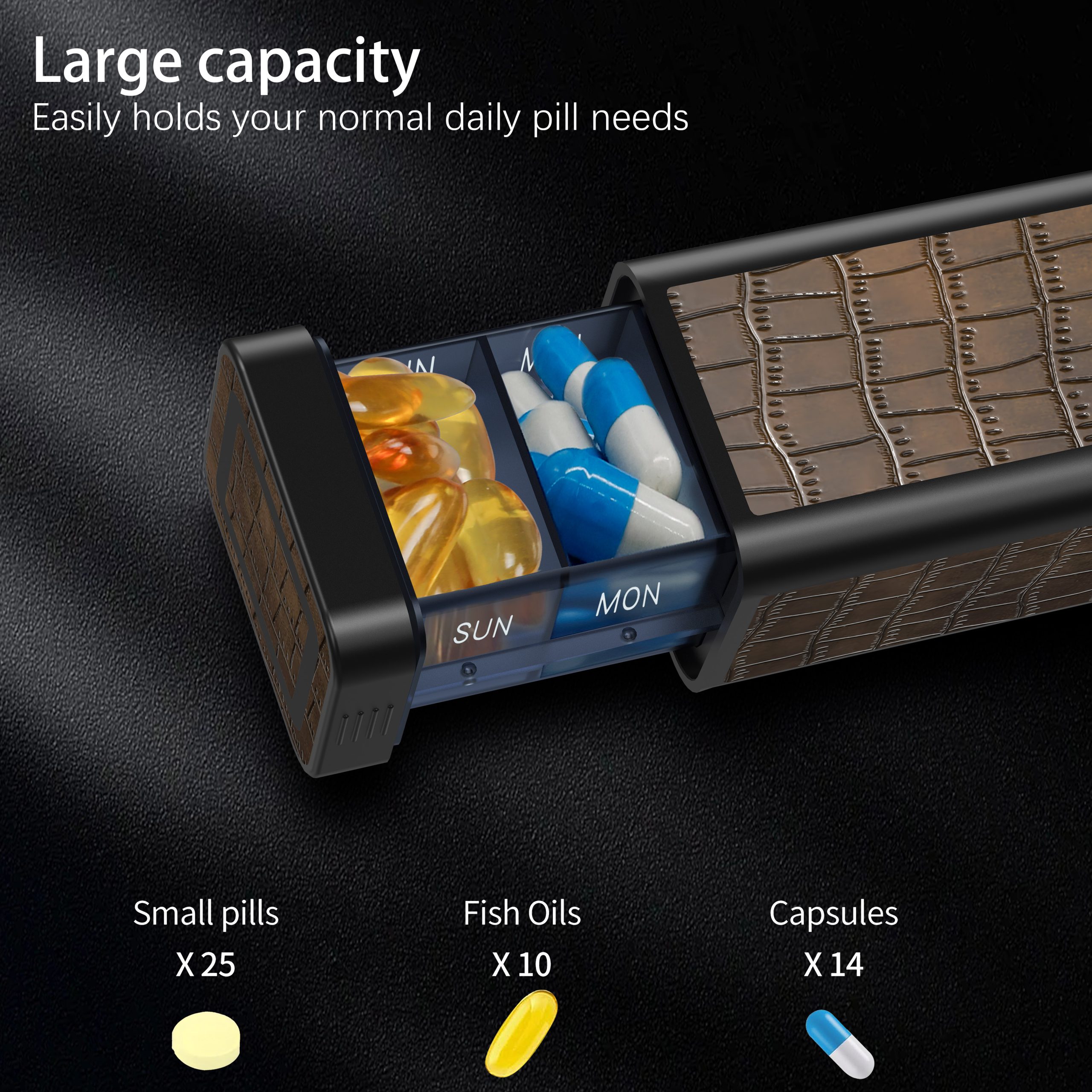 7 Day 1 Time Pill Organizer (Brown) - Image 2