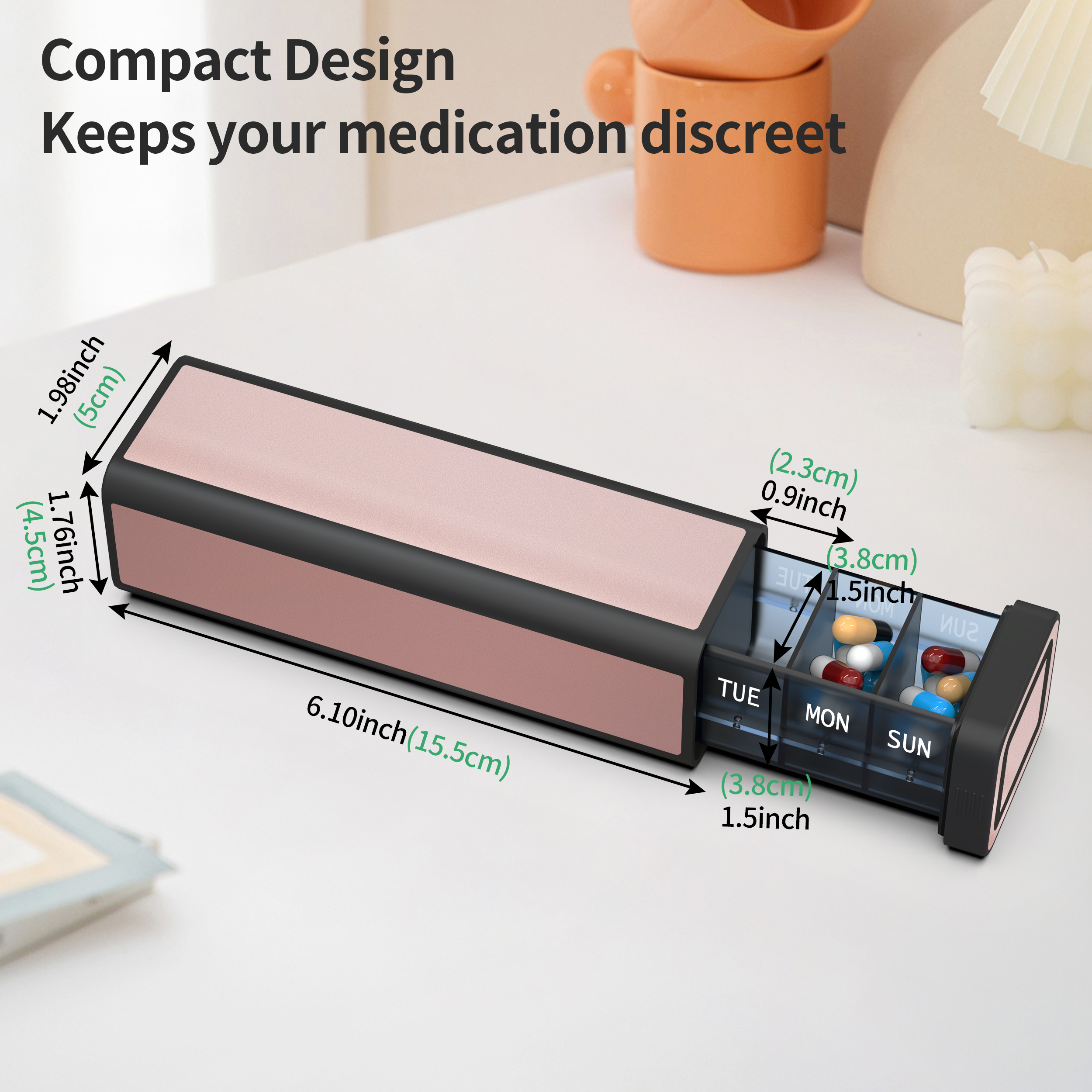 7 Day 1 Time Pill Organizer (Pink) - Image 6