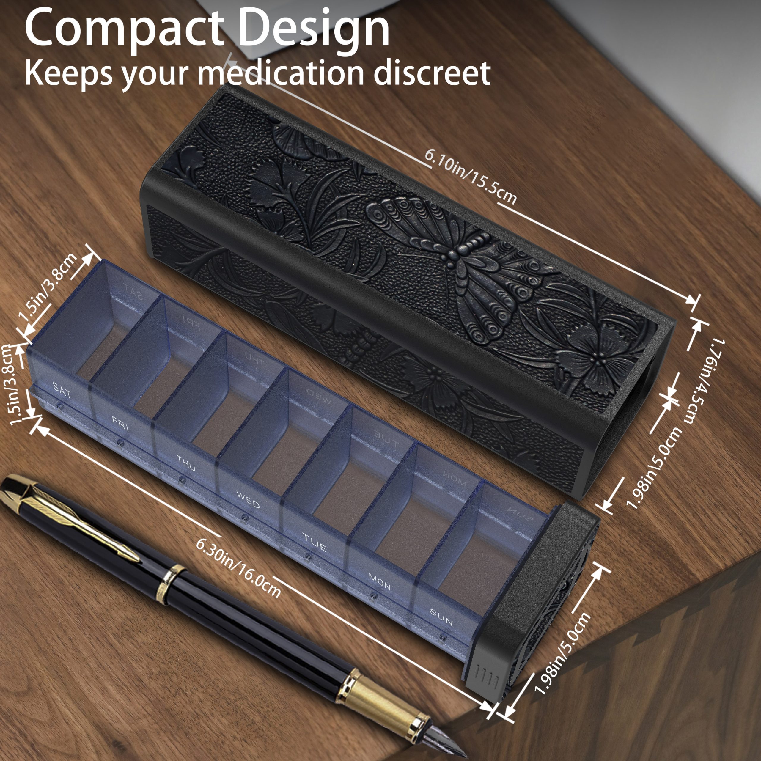 7 Day 1 Time Pill Organizer (Black) - Image 6