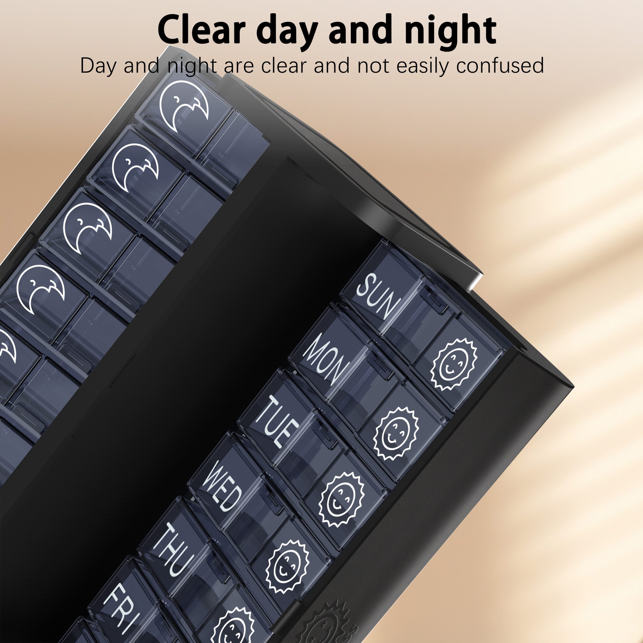 7 Day 2 Time Weekly Pill Organizer(Black) - Image 8