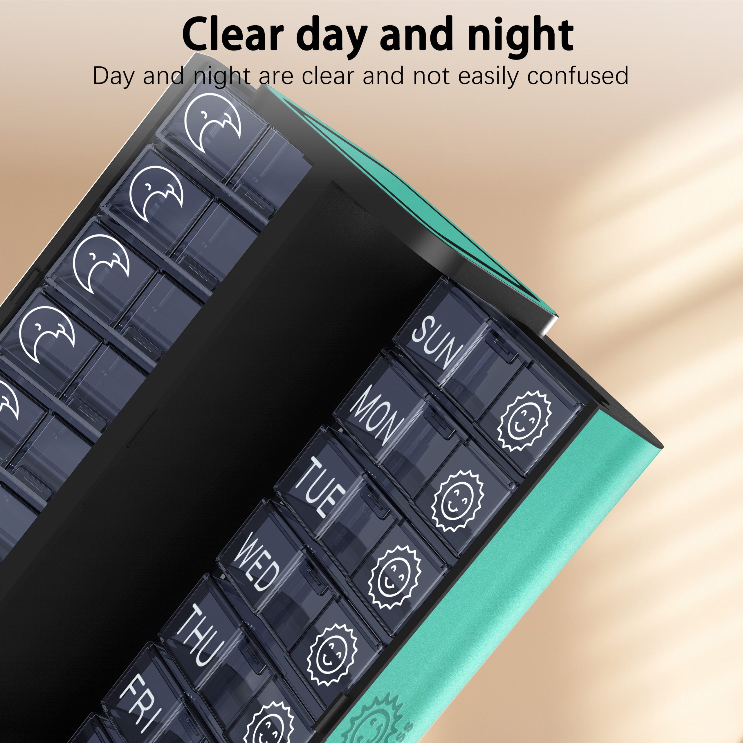 7 Day 2 Time Weekly Pill Organizer(Cyan) - Image 6