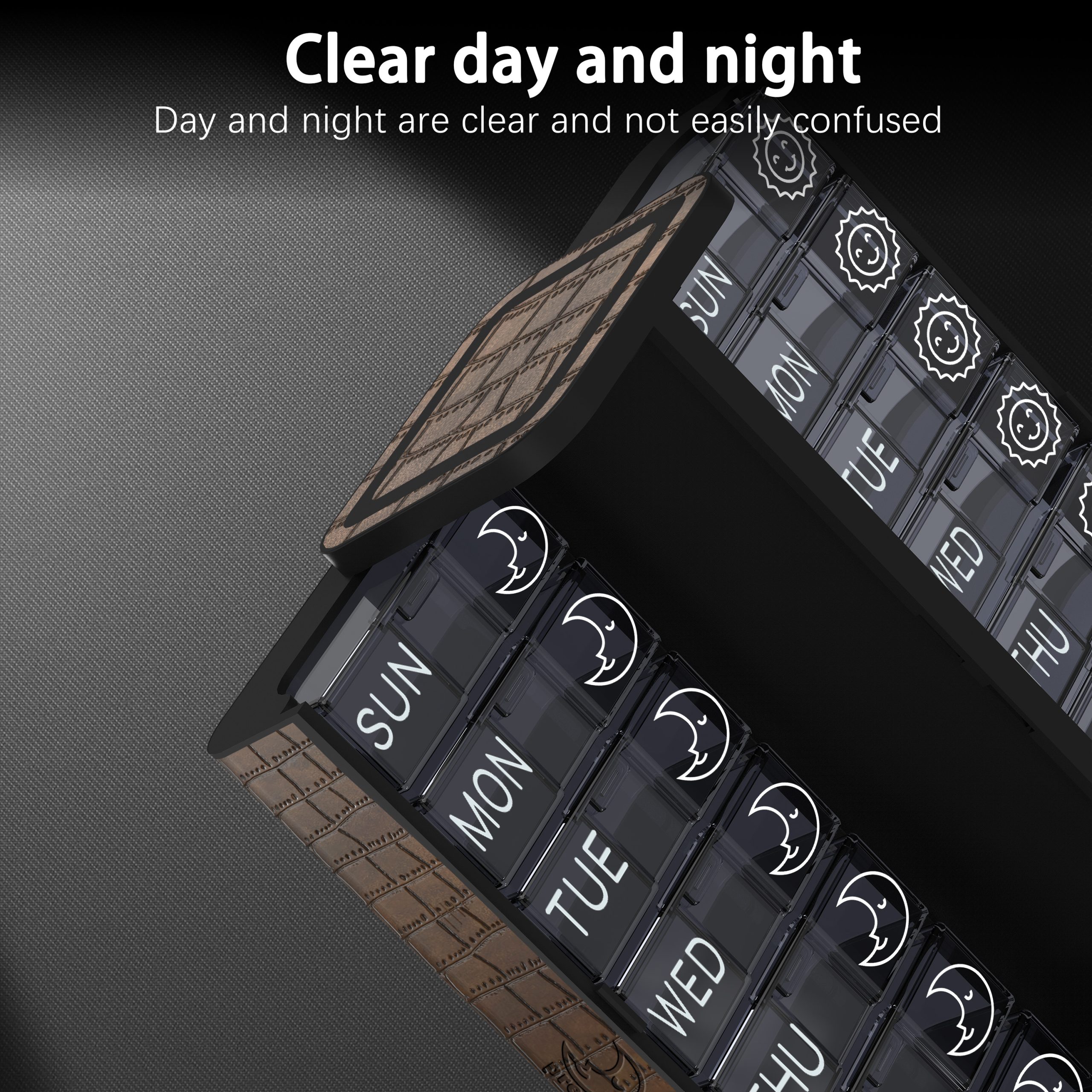 7 Day 2 Time Weekly Pill Organizer(Brown ) - Image 4