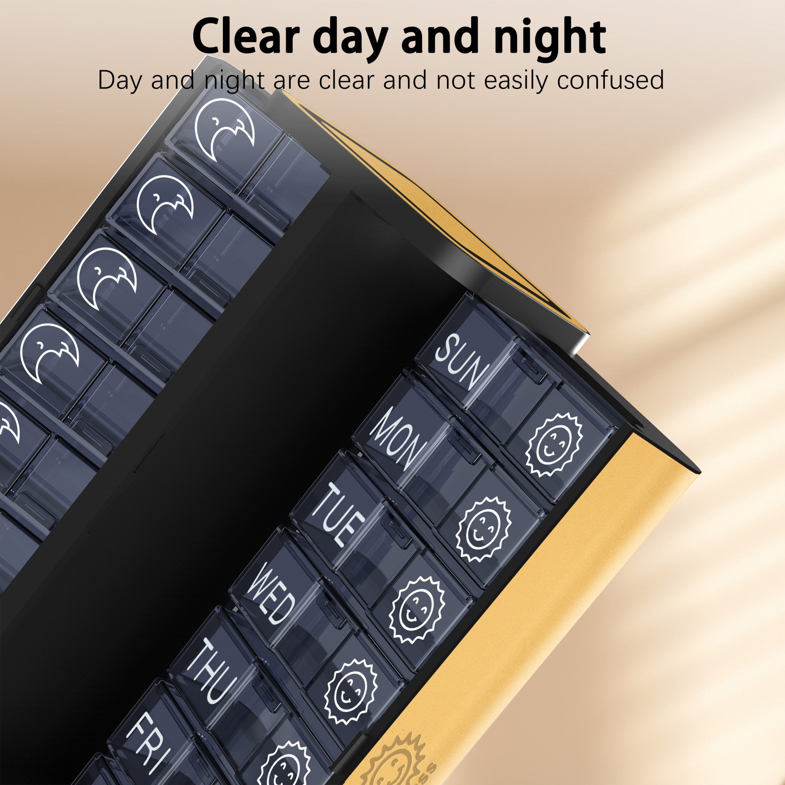 7 Day 2 Time Weekly Pill Organizer(Golden) - Image 6