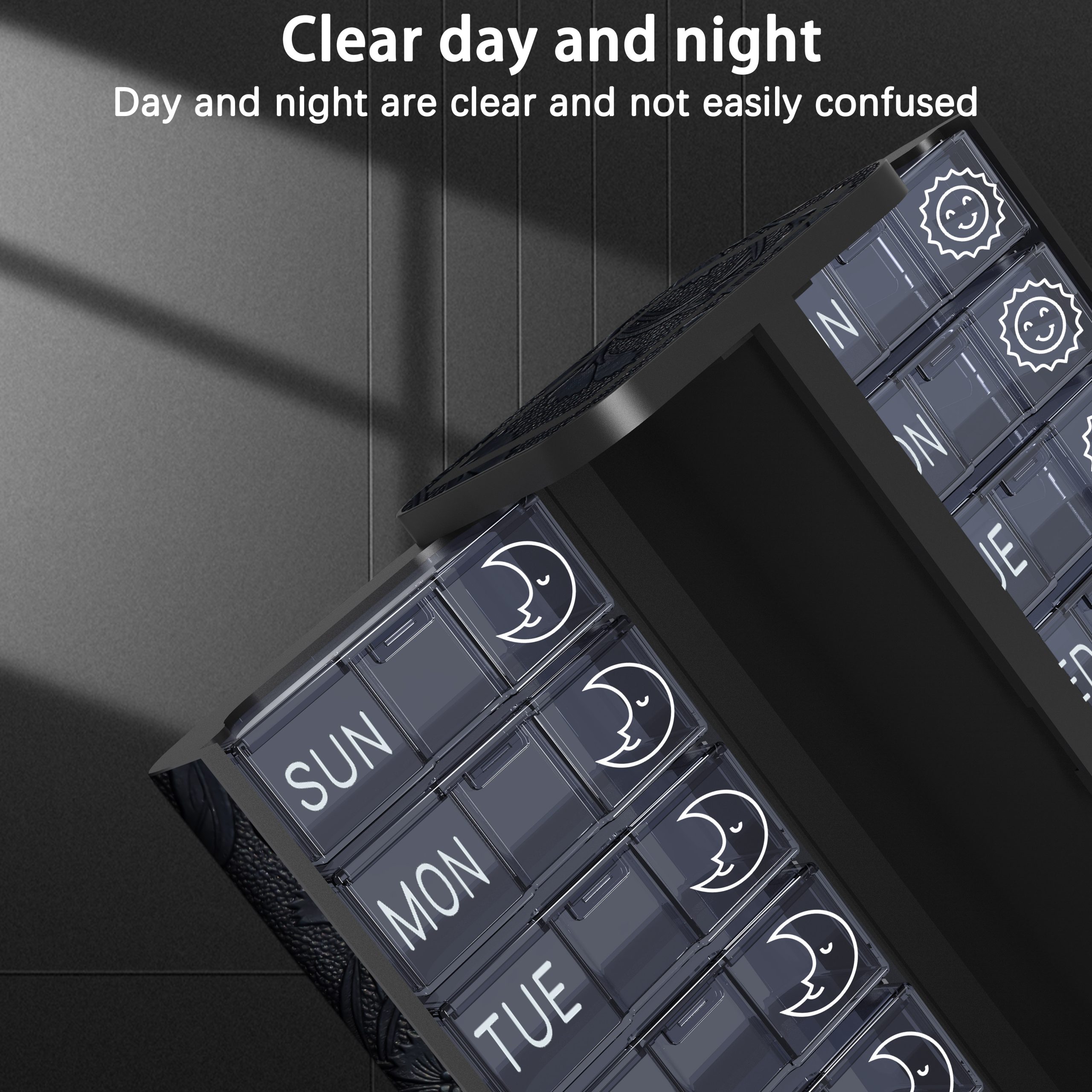 7 Day 2 Time Weekly Pill Organizer(Black) - Image 6