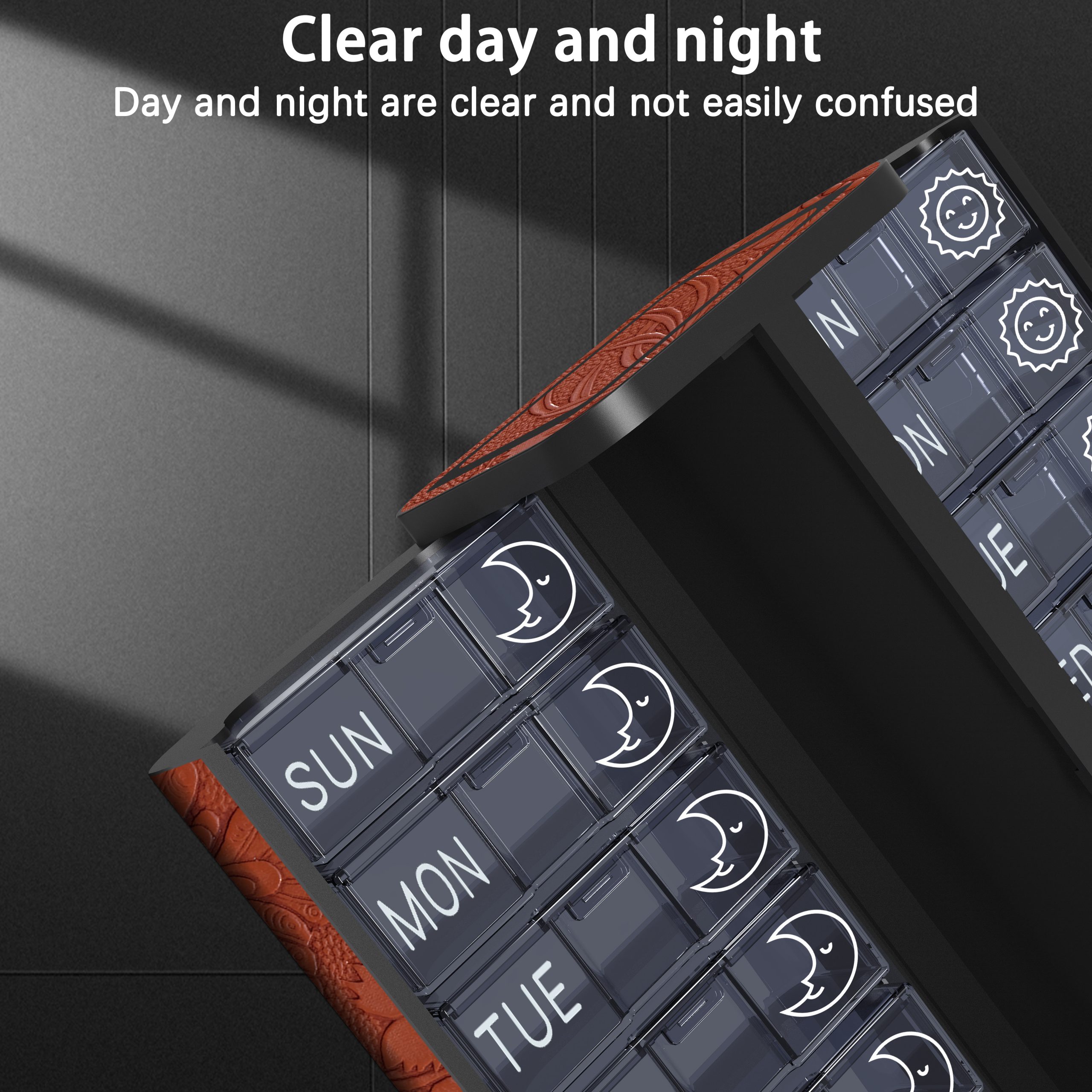 7 Day 2 Time Weekly Pill Organizer( Brown ) - Image 5