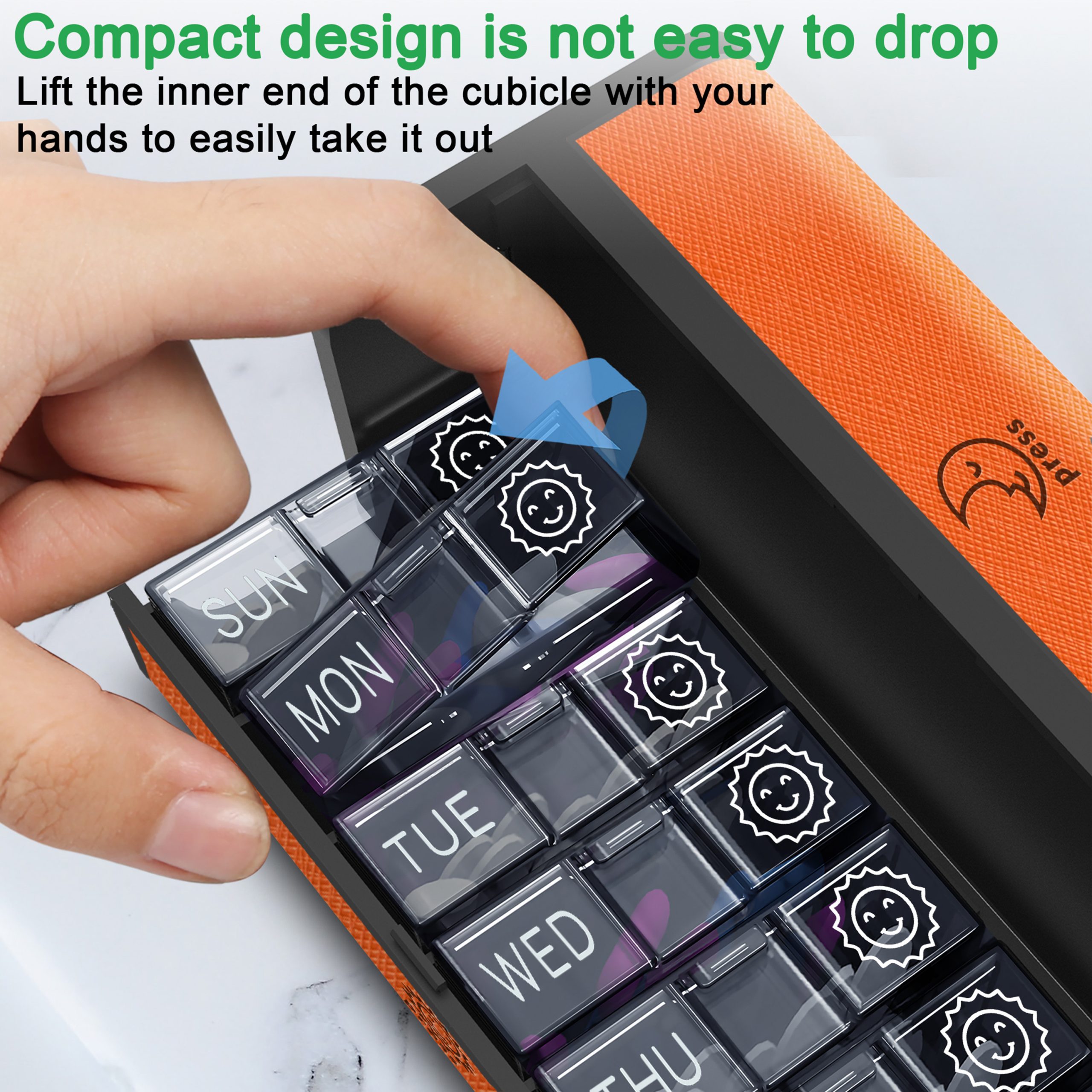 7 Day 2 Time Weekly Pill Organizer(Orange) - Image 8