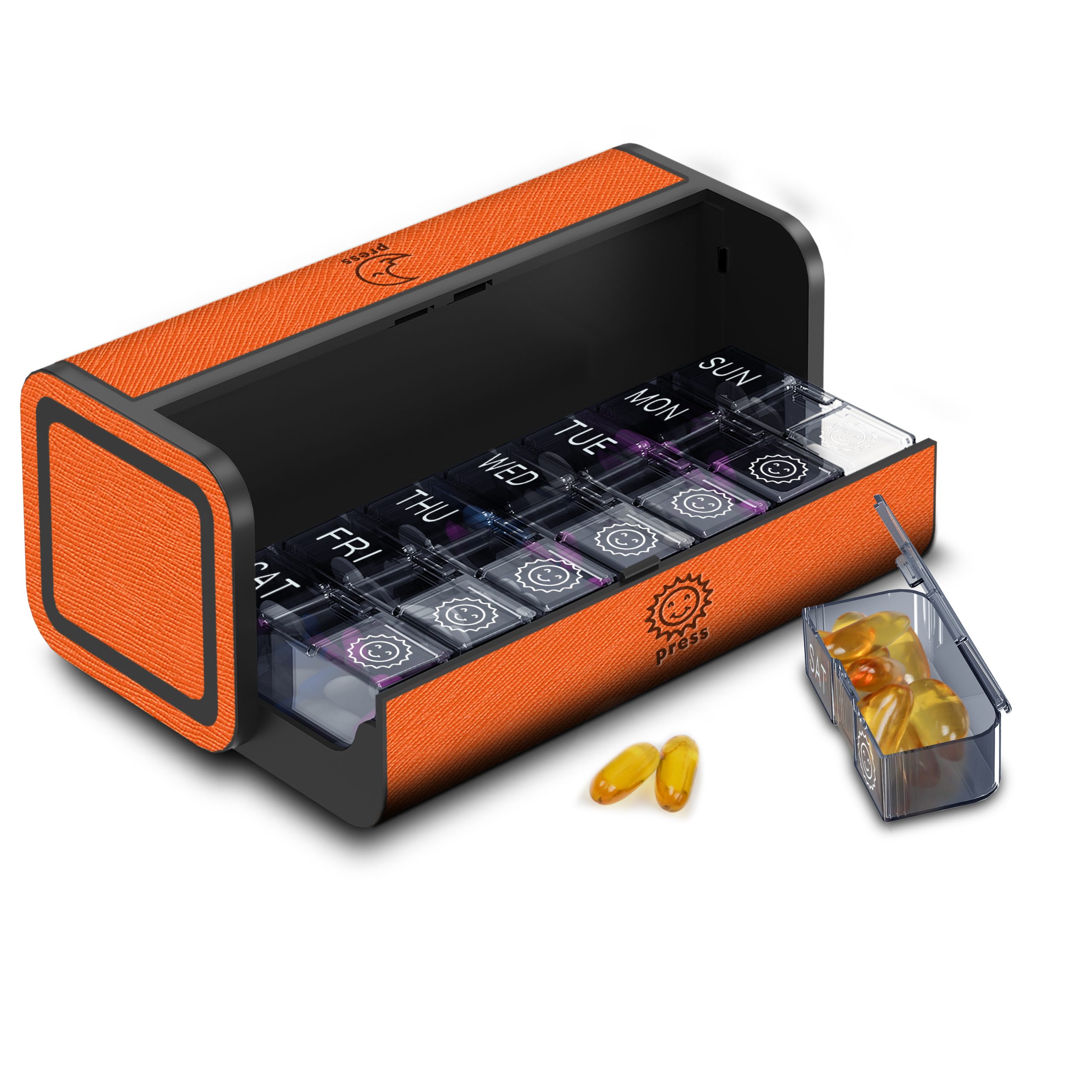 7 Day 2 Time Weekly Pill Organizer(Orange) - Image 5