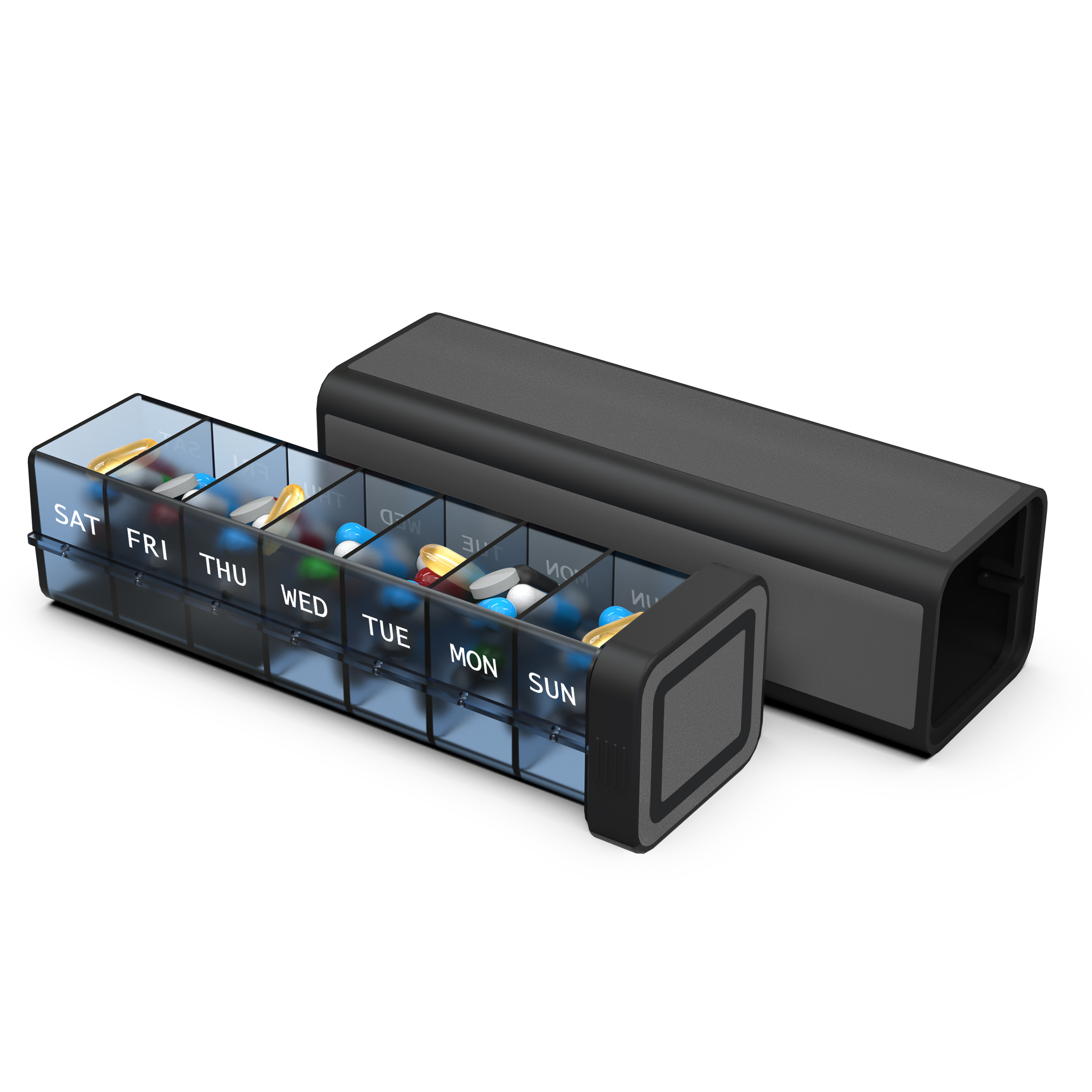7 Day 1 Time Pill Organizer (Black)